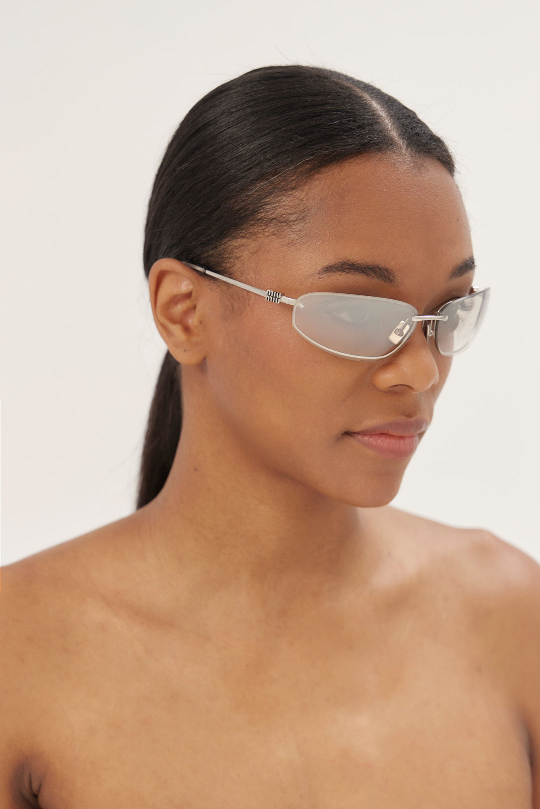 Miu Miu silver racing sunglasses 0MU A50S 1BC8H1