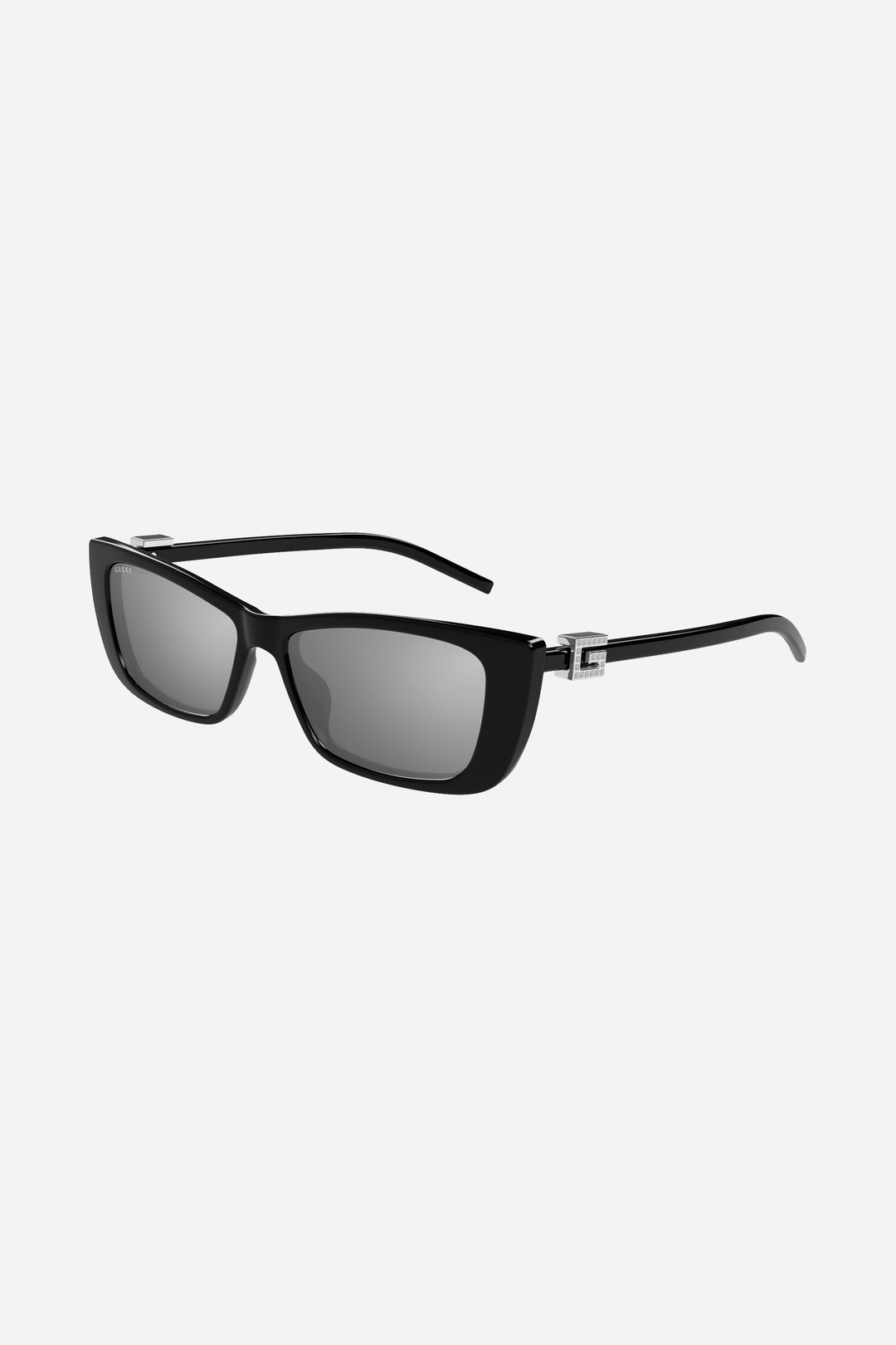 Gafas de sol Gucci de ojo de gato negras con lentes plateadas