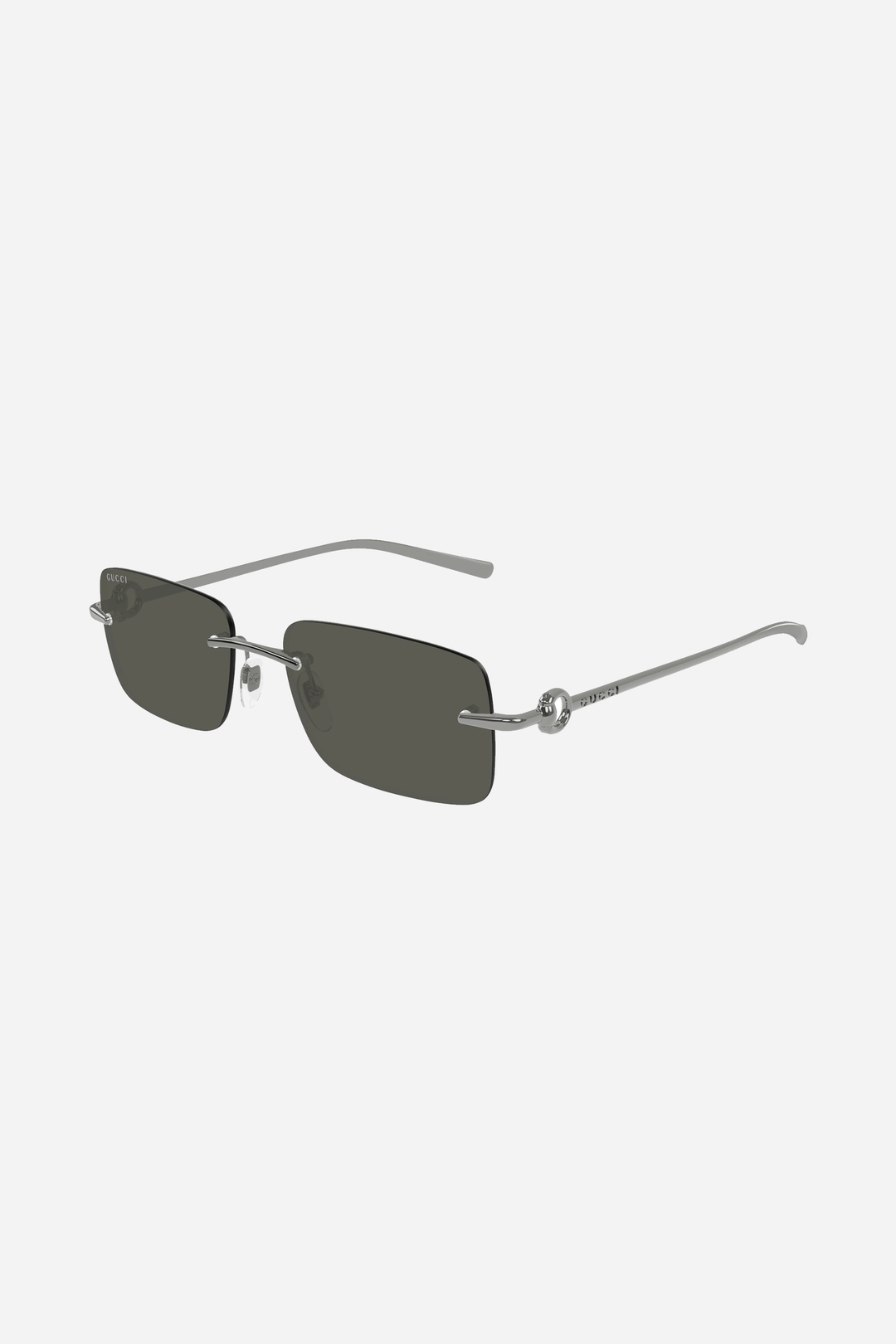 Gafas de sol Gucci metalizadas en gris oscuro y plata con logotipo de horsebit