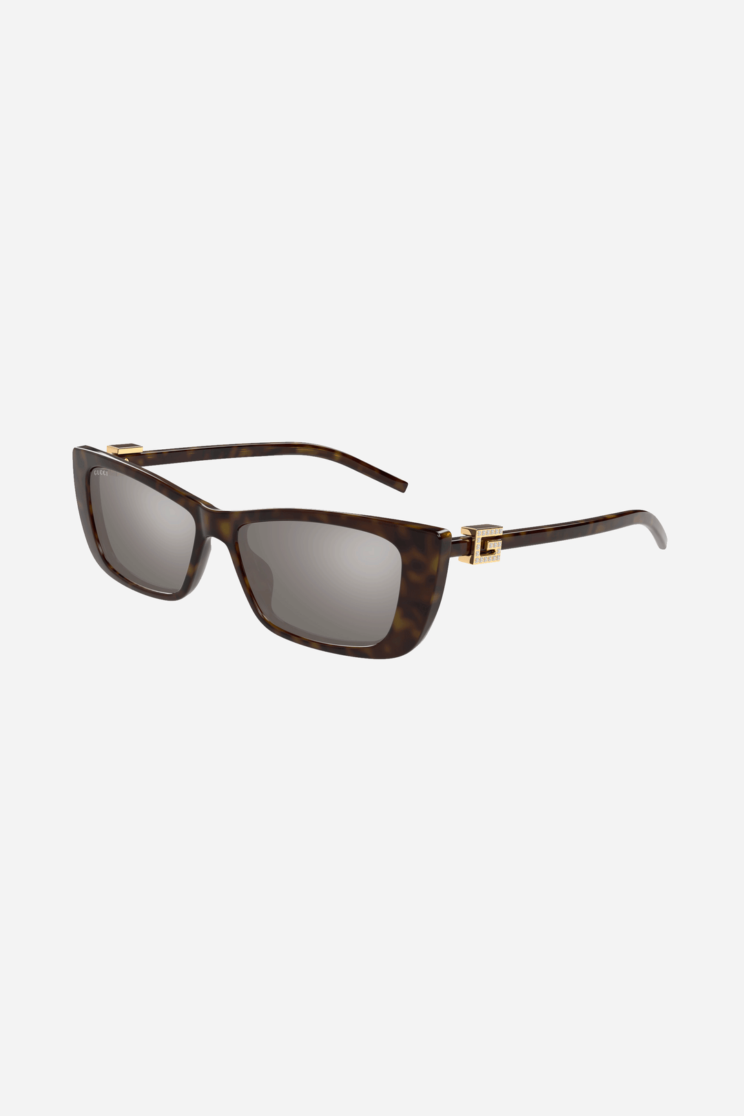 Gafas de sol Gucci estilo ojo de gato Havana con lente gris y logotipo dorado