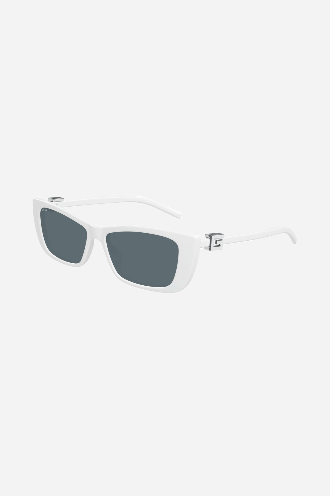 Gafas de sol Gucci de ojo de gato blancas con logotipo plateado